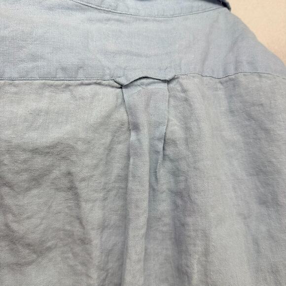 Vintage Ralph Lauren Shirt Men's large Linen Caldwell Loop Collar Camp Pony 90s - Picture 10 of 11